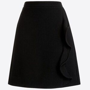 J. Crew Black Mini Skirt with Ruffle Detail